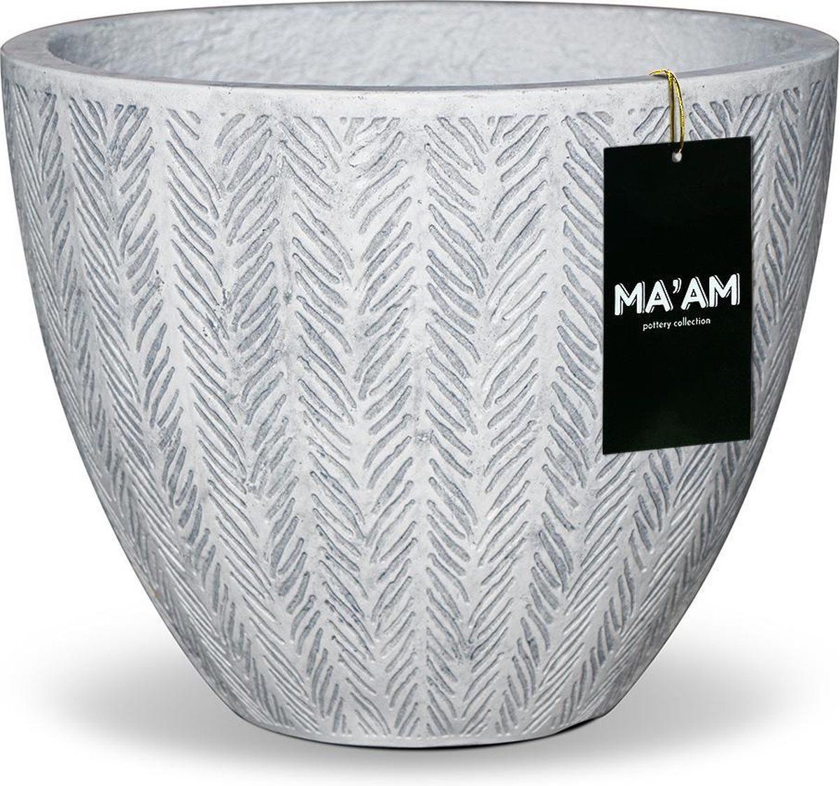 MA'AM Ivy - Bloempot - Rond - 24x20 cm - Wit - Visgraat - Aardewerk