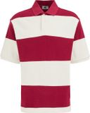 WE Fashion Heren loose fit polo met streepprint
