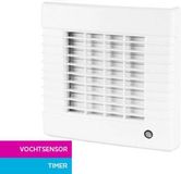 Wahlbach Badkamerventilator - Ø 100 mm - Louvre - Timer & Vochtsensor - Wit