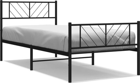 vidaXL Bedframe met hoofd- en voeteneinde metaal zwart 80x200 cm