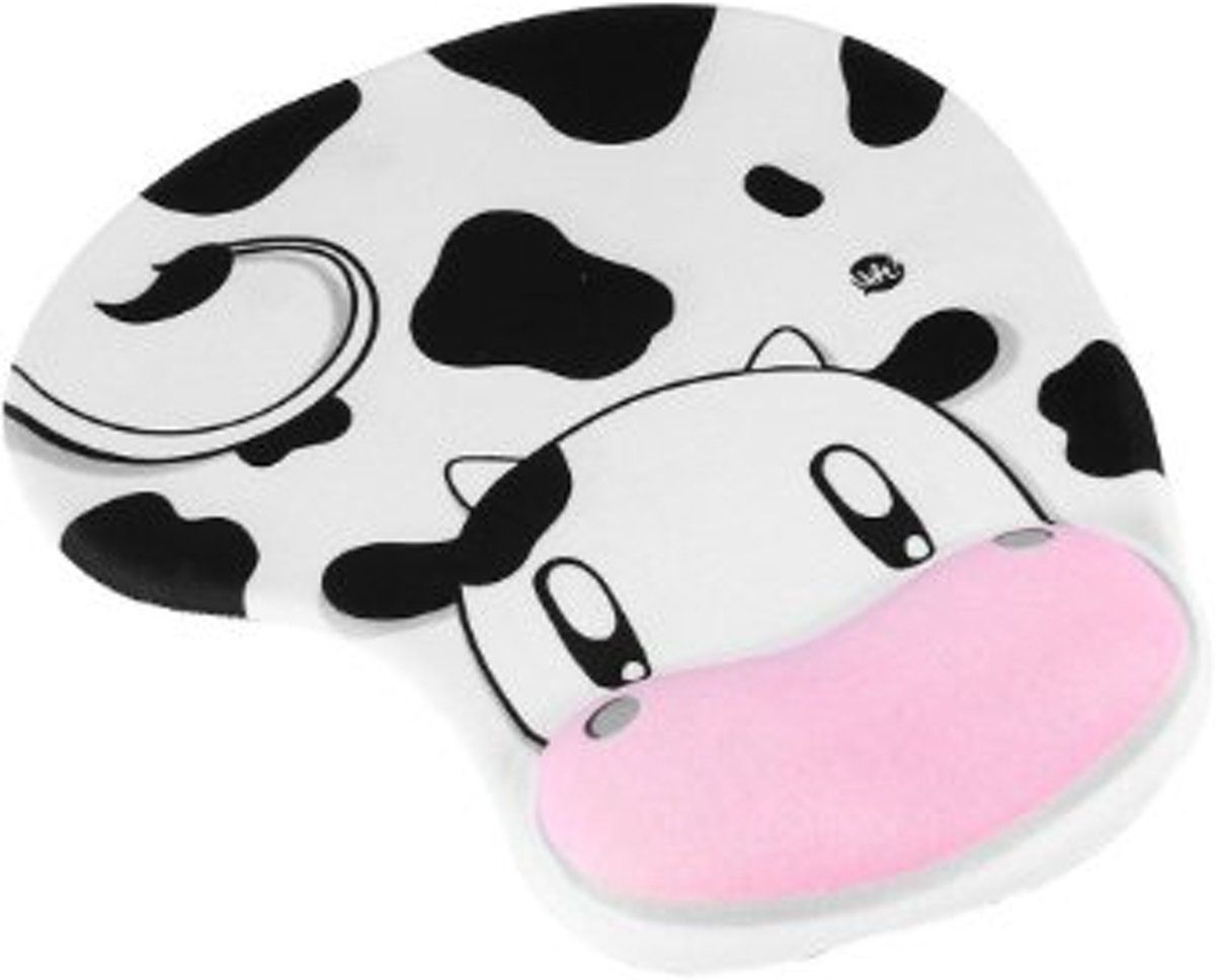 LeuksteWinkeltje Muismat Koe met polsondersteuning - textiel toplaag