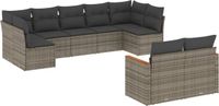 vidaXL 9-delige Loungeset met kussens, poly rattan, grijs