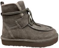 Gabor Dames Enkellaarsjes Grijs Nubuck Imitatiebont Ritssluiting Sleehak Normale Pasvorm 40