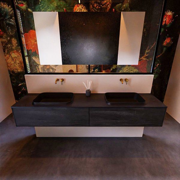 Mondiaz ERIN 200cm badmeubelset Dark brown met 2 lades en Urban wastafel