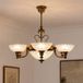 Jupiter Kroonluchter Carmen, antiek messing, glas, 6-lamps, E27