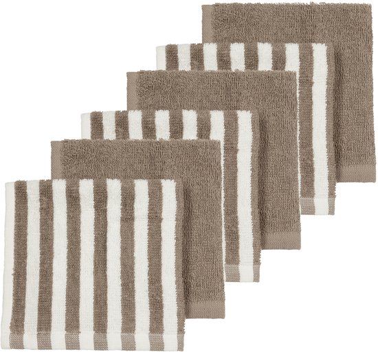 Meyco Baby Fat Stripe Monddoekjes - Jacquard Badstof - Taupe - 30x30cm - 6-pack