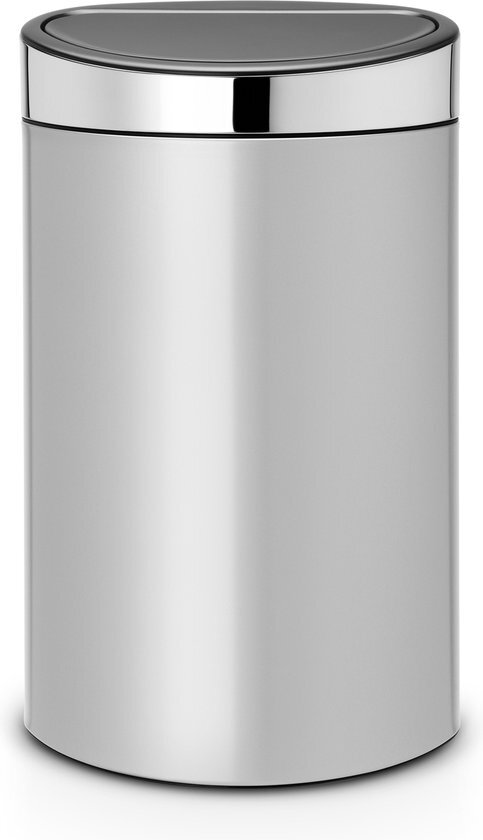 Brabantia Poubelle Touch Bin, 40 litres, Gris Métallique, Capacité 40 Litres, 72,7 cm x 43,5 cm x 30,2 cm