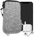 kwmobile telefoontasje universeel geschikt voor M - 5,5" smartphones - 15,2 x 8,3 cm - Housse avec fermeture éclair et dragonne - En gris clair mat / blanc