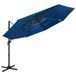 VidaXL Parasol 4 couches avec mât en aluminium 3x3 m bleu azur