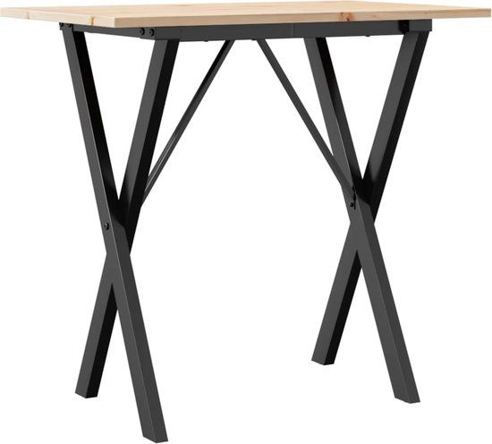 vidaXL Eettafel X-frame 80x50x75 cm massief grenenhout en staal