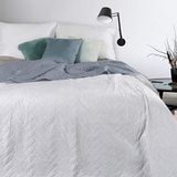 Tweezijdige Luiz Tweezijdige sprei, stoelbeschermer, quilt, velours, zachte sofadeken, stiksel, 70 x 160 cm, 170 x 210 cm, 220 x 240 cm, bijpassende kussenslopen (wit + zilver, 170 x 210 cm)