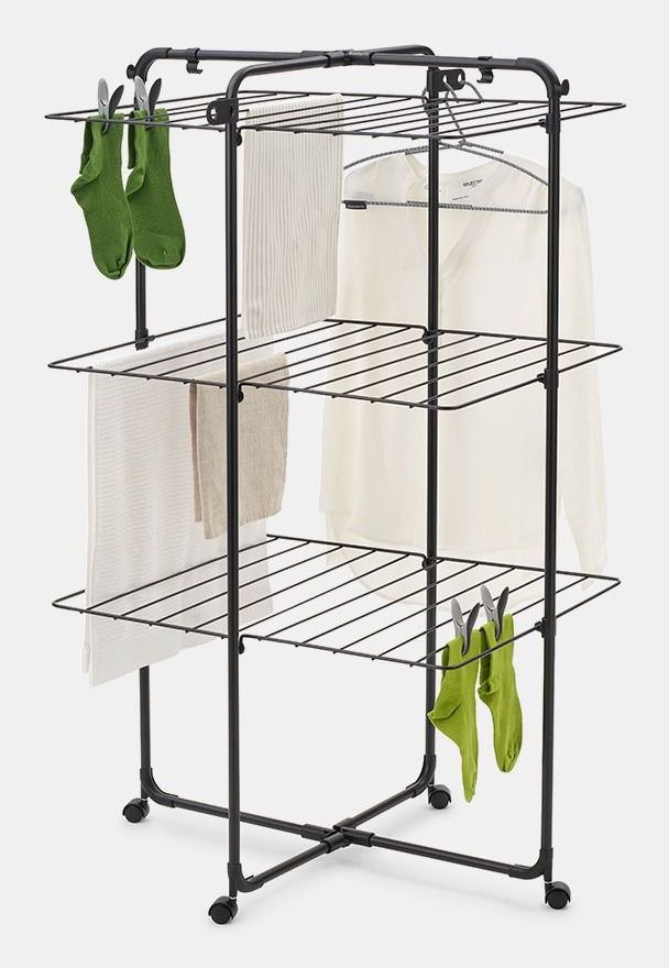 Brabantia HangOn Droogtoren - 23 m - Inklapbaar Wasrek - Matt Black