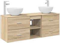 vidaXL Badkamerkastenset 3 st Sonoma Eiken 129 x 35 x 80 cm