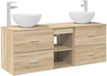 vidaXL Badkamerkastenset 3 st Sonoma Eiken 129 x 35 x 80 cm
