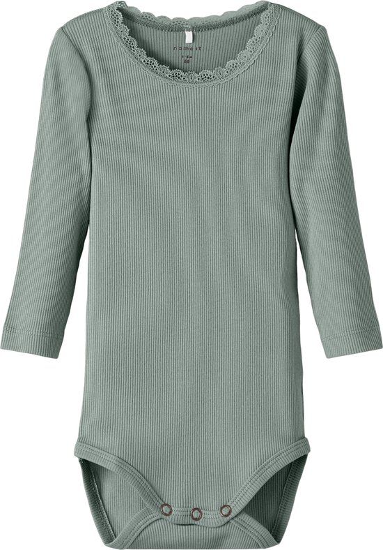 Name it Romper Lange Mouwen Rib Slate Gray 57% Biologisch katoen, 38% Modal, 5% Elastaan Vrouwen Maat 92