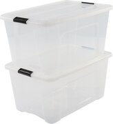 IRIS OHYAMA IRIS Topbox Opbergbox - 45L - 2 stuks - Transparant/Zwart