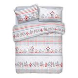 PENSIERI DELICATI Beddengoedset voor tweepersoonsbed, 100% katoen, dekbedovertrek 250 x 200 cm en 2 kussenslopen 52 x 82 cm, gemaakt in Italië, dekbedovertrek wasbaar op 40 graden, fantasie