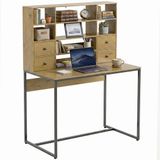 HOMCOM Bureau met planken - Spaanplaat, Metaal - 105L x 60B x 142H cm - Naturel hout