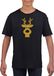 Bellatio Decorations Rendier hoofd Kerst t-shirt - zwart met gouden glitter bedrukking - kinderen - Kerstkleding / Kerst outfit 140/152