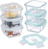 Merkloos Relaxdays Vershoudbakjes met Deksel - Set van 6 - 520 ml - Glas - Luchtdicht