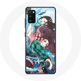 Maniacase Hoesje voor Oppo A16 Tanjiro en Nezuko Demon Slayer Kimetsu no Yaiba Anime