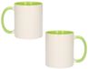 Shoppartners Bv Koffiemok / thee beker - 2x - 300 ml - Wit/groen - Cadeau mokken - keramiek