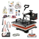 VEVOR Transferpers 38 x 38 cm, hittepers 220 V, transferpers 1200 W, textielpers 14 x 7,6 cm, mappenpers max. 250 °C, sublimatiepers, hobby T-shirtpers (8 in