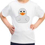 Bellatio Decorations Verkleed T-shirt voor jongens/meisjes - eendje - wit - Carnaval - feestkleding voor kinderen 146/152