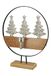 GILDE Houten kerstdecoratie theelicht kandelaar - motief: dennenbomen van aluminium - kleur: bruin zilver - tafeldecoratie - hoogte 43 cm
