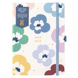 Busy B Dagboek - A5 Mid-Year Academisch Dagboek - Busy Life Weekly Journal - 25 Aug - Aug 26 - Bloemenprint Cover - Levensplanner met dubbele schema's, jaarkalender, penlus, zakken en elastische