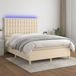 Maison Exclusive - Boxspringbed met matras en LED-verlichting, crème kleur, 140x190 cm, gestoffeerd