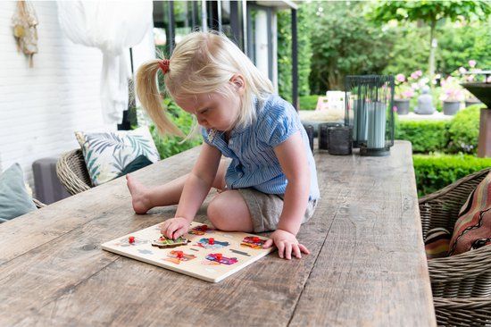 Engelhart Houten Knopjes Puzzel Foodtrucks - Educatief speelgoed voor kinderen