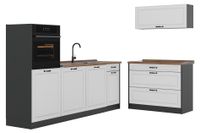 Vicco Complete keukeneenheid "R-Line", Wit landelijk/Antraciet 220 cm
