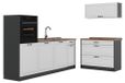 Vicco Complete keukeneenheid "R-Line", Wit landelijk/Antraciet 220 cm
