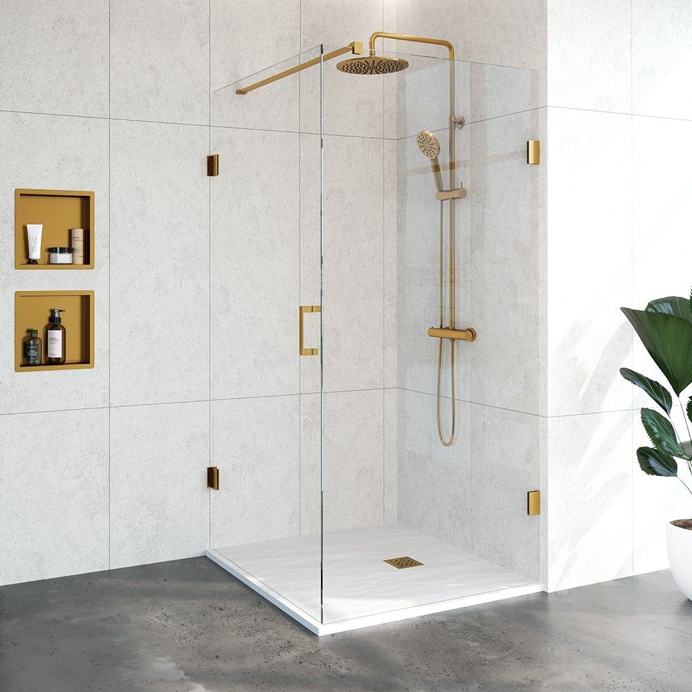 Tapo Creative vierkante douchecabine 2 delig 100x100 goud