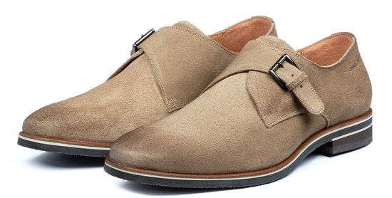 VANLIER Taupe Suède Amalfi Gespschoen Heren 43