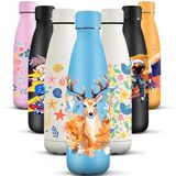 HoneyHolly Thermosfles, 500 ml, BPA-vrij, dubbelwandig, lekvrij, 18/8 roestvrij staal, voor sport, school, yoga