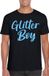Bellatio Decorations T-shirt voor heren - glitter boy - zwart - blauw glitter - carnaval XXL
