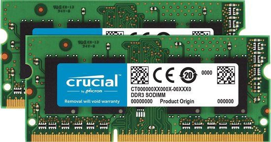 Crucial 16GB DDR3-1600 geheugenmodule 2 x 8 GB DDR3L 204-pin SO-DIMM ECC
