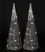 Countryfield LED verlichte kegel kerstboom lampen - 2x - zilver - 20 leds - H40 cm - timer -