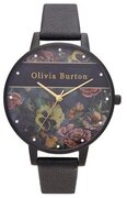 Olivia  Burton Varsity Matte Black & Gold - OB16VS05 - Dameshorloge - Zwart - Goud - 38 MM - Lederen band