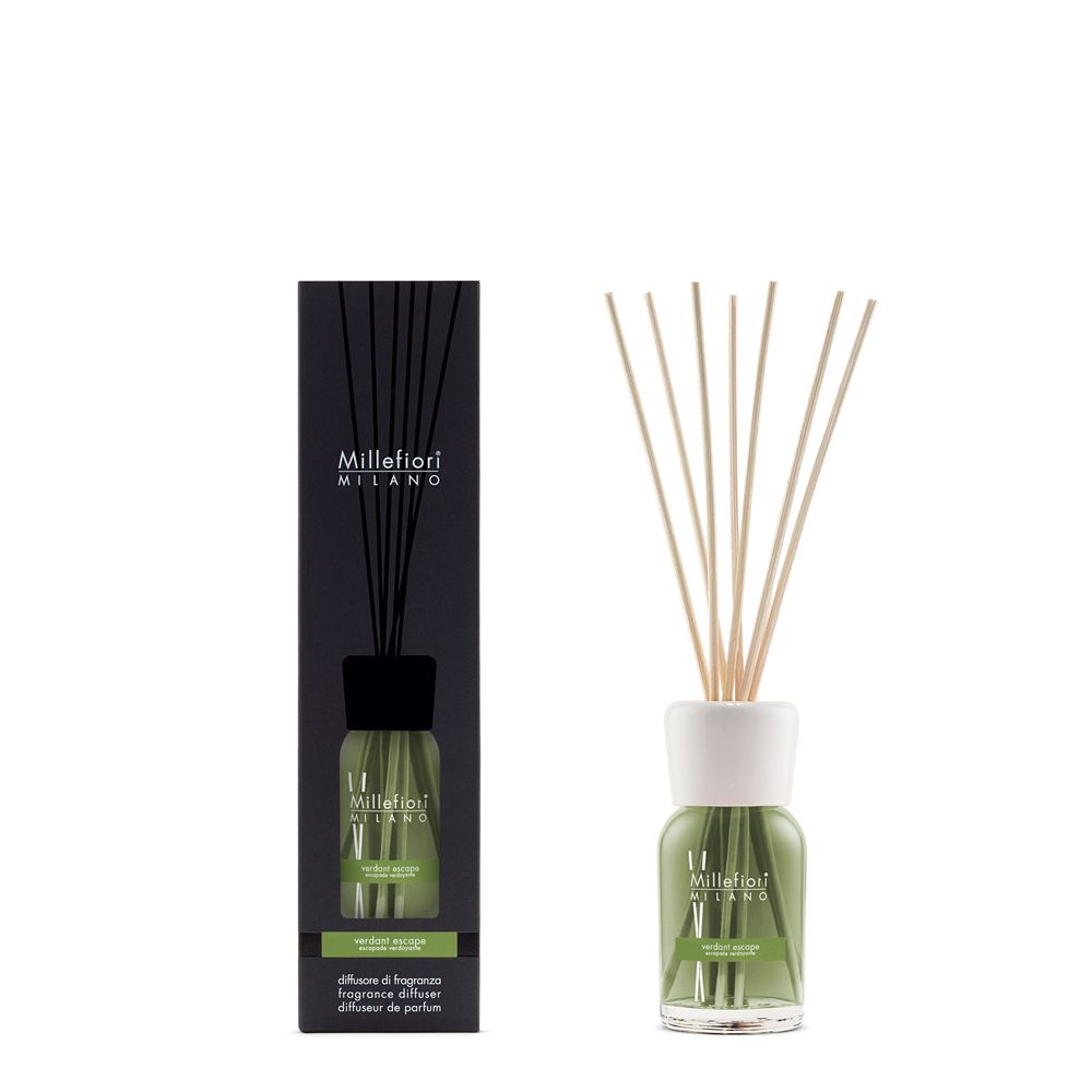 Millefiori Verdant Escape Reed Aroma Diffuser - Olive Glass Vase - 100ml