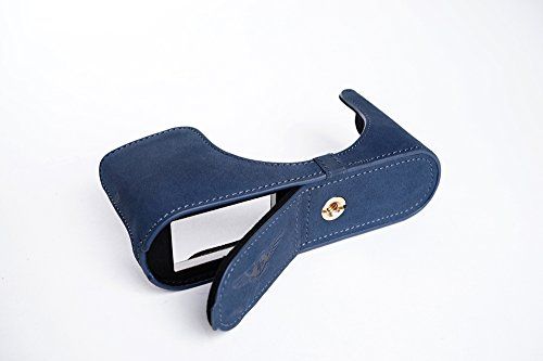 TP Handgemaakte Echt Lederen Halve Camera Case Camera Tas voor Leica Q Typ116 - Blauw