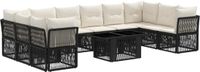 vidaXL Tuinbank Set 11 stuks Zwart Polyrattan