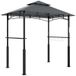 Barbecue paviljoen - Pavillon de jardin pour barbecue - 243x148x248 cm - Avec éclairage et étagères à herbes - Construction ignifuge en métal et plastique - Noir