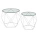 Vasagle Table basse ronde, 2 pièces, plateau en verre, cadre en acier | Table d'appoint, bout de canapé, style moderne, pour salon, verre transparent et blanc perle, collection ISLAND LGT040W01