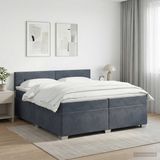 vidaXL Boxspringbed met matras, donkergrijs, 200 x 200 cm, fluweel