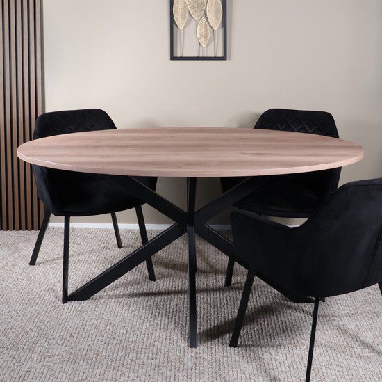Lizzely Garden & Living Eettafel Ovaal 160cm Rato Naturel Ovale Tafel MDF Eetkamertafel