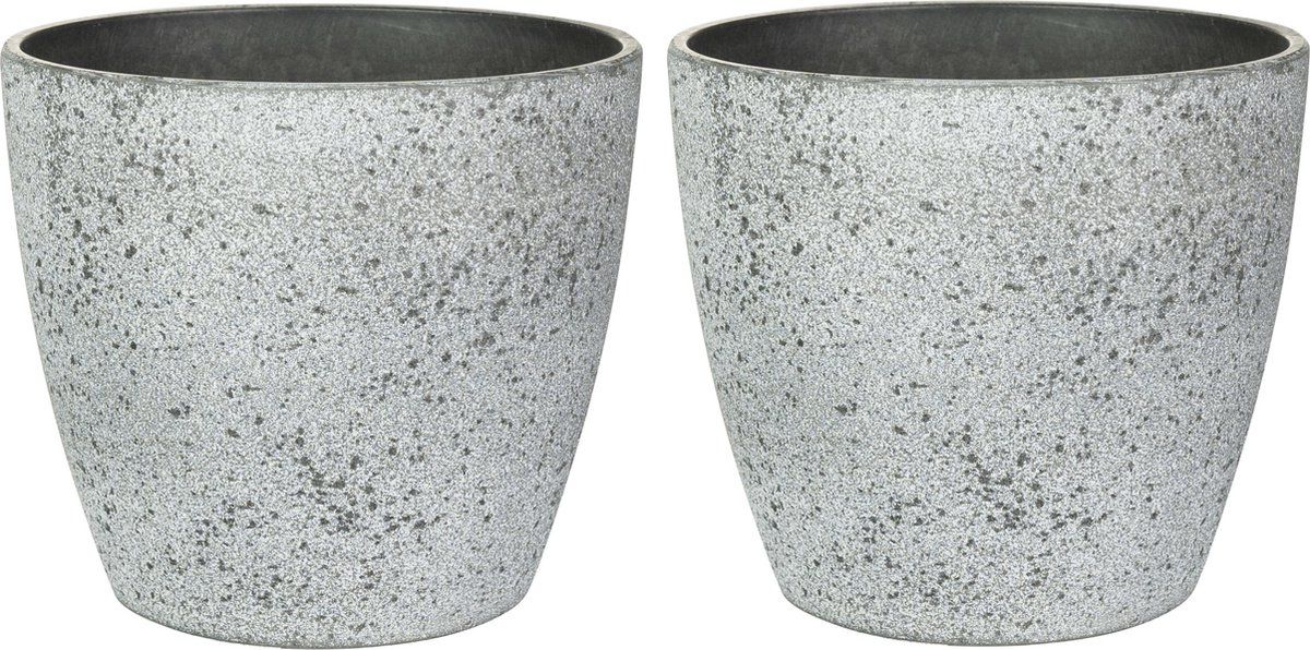 Steege TER Bloempot/plantenpot - 4x - buiten - betongrijs - D13/H12 cm
