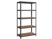 SONGMICS Staande plank, boekenkast, opbergplank, 5 planken, keukenplank, rek, 50 x 100 x 200 cm, belastbaar tot 870 kg, verstelbare planken, industrieel design, vintage bruin-zwart GLR050B11